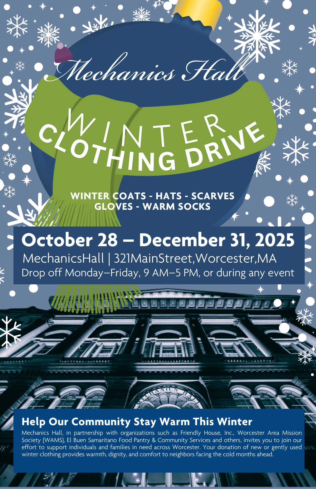 Mechanics Hall 2025 Winter Clothing drive